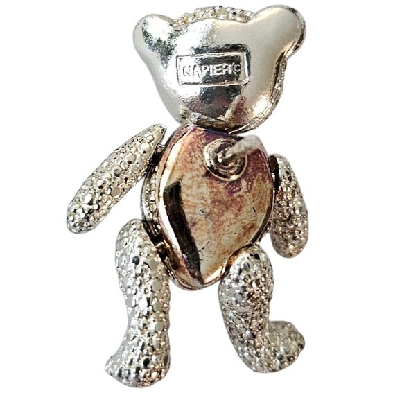 Napier Bear Pin - Etsy Napier Silver Tone Black Rhinestone Articulated Bear Lapel Pin, Signed